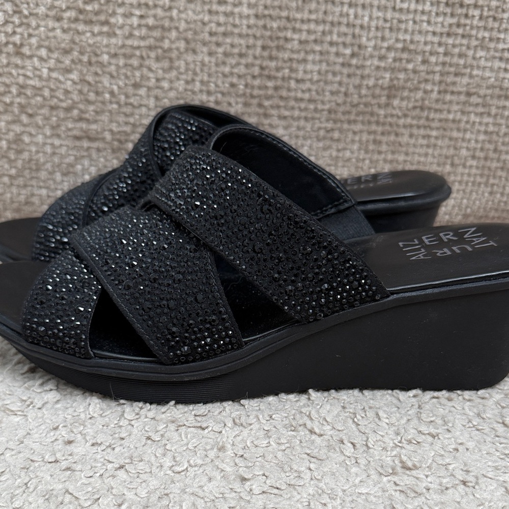Naturalizer Black Sparkle Sandals - Picture 3 of 5